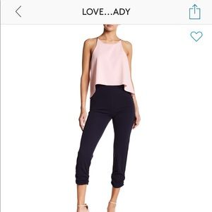 Halter popover jumpsuit NWOT. PINK AND BLUE